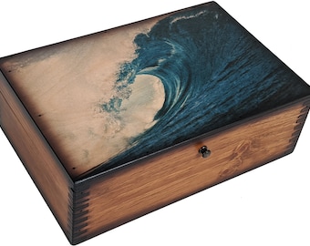 Blue Ocean Wave Memory Box