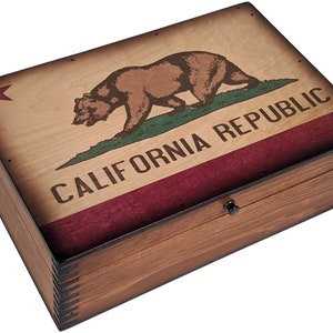 California State Flag Wooden Memory Box