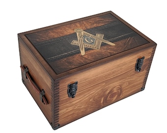 Brown Freemason Compass & Square Keepsake Box