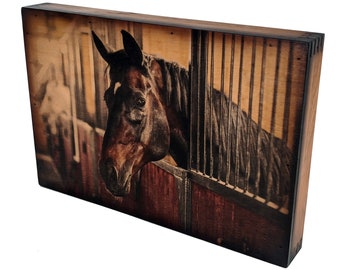 Majestic Horse in Stable – Handcrafted Wall Art