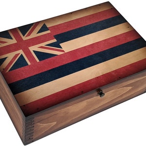 Caja de recuerdos con la bandera del estado de Hawái