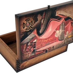 Vintage Fire Truck Wooden Memory Box - Etsy