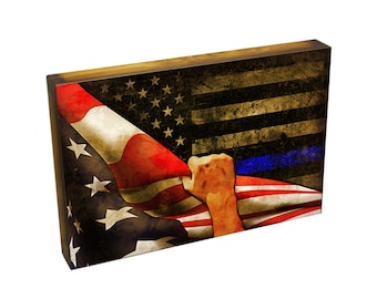 American Flag Police Wall Art – Patriotic Thin Blue Line Tribute Decor