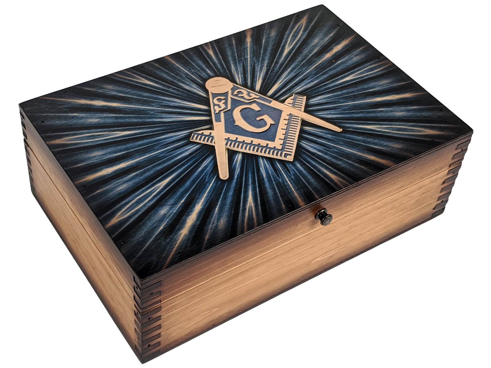 Freemason Blue Compass Memory Box