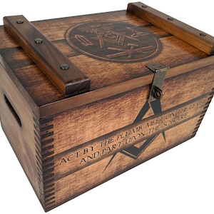 Freemason Compass and Square Ammo Box