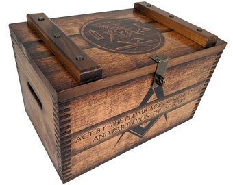 Freemason Compass and Square Ammo Box