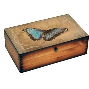 Retro Butterfly Medium Wood Box
