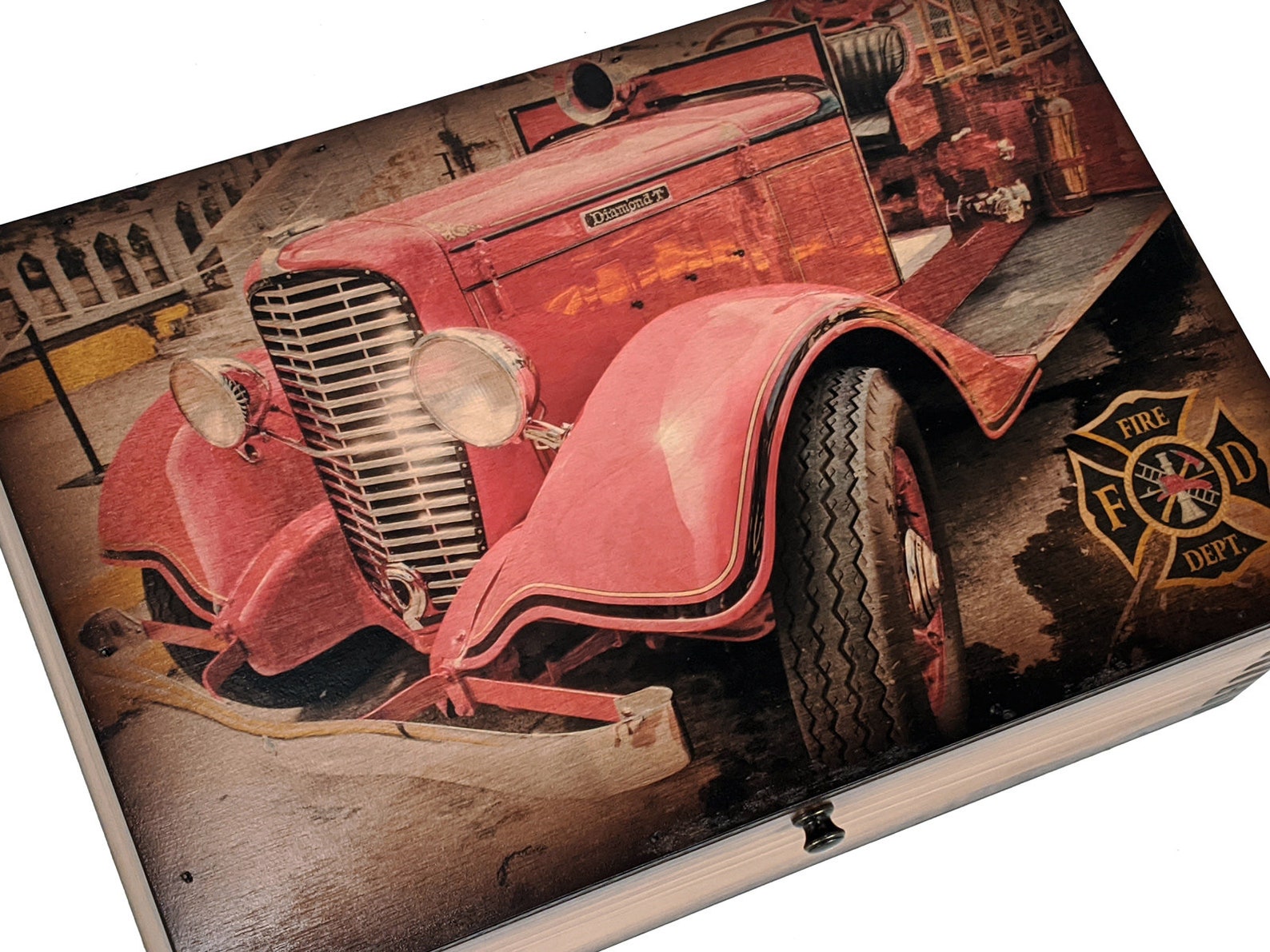 Vintage Fire Truck Wooden Memory Box - Etsy