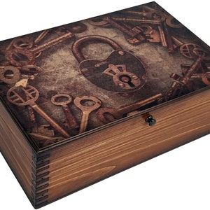 Vintage Lock and Key Memory Box