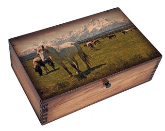 Teton Horses Medium Wood Box