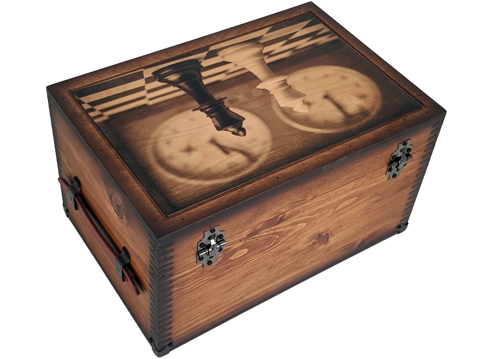 Chessboard and Clock Keepsake Box - Etsy