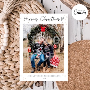 Printable Simple Christmas Card, Photo Holiday Card Template, Modern ...