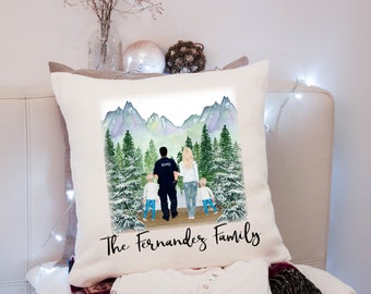 Family Portrait Pillow Gift Portrait From Photo Custom Family Portrait Pillow Custom Couple or Family Pillow Family Drawing Throw Pillow