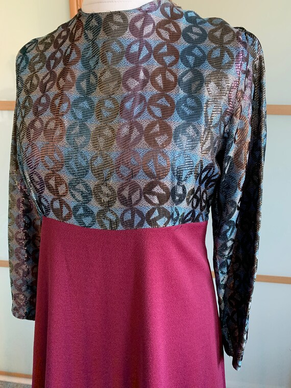 Vintage handmade 70s metallic maxi evening dress
