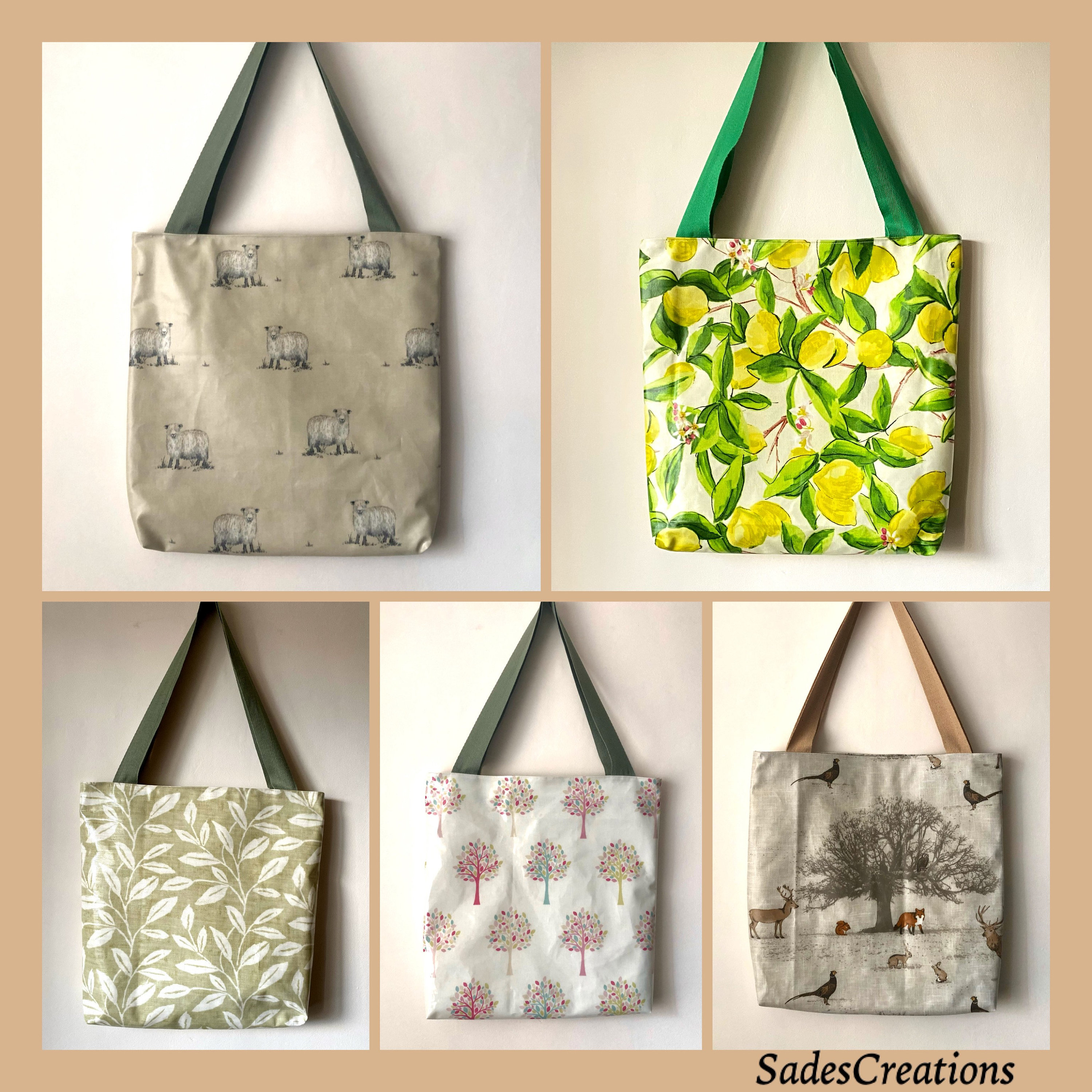 Oilcloth top book bag
