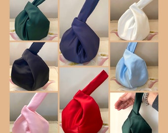 Japanese Knot Bag made from Duchess Satin Fabric