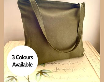 Cotton Canvas Tote Bags With Zip and Inside Pocket