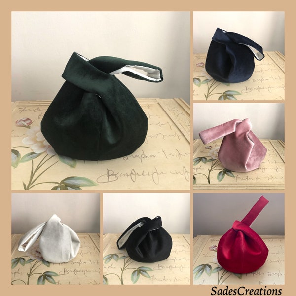 Japanese Knot Bag made from Plush Velvet Fabric