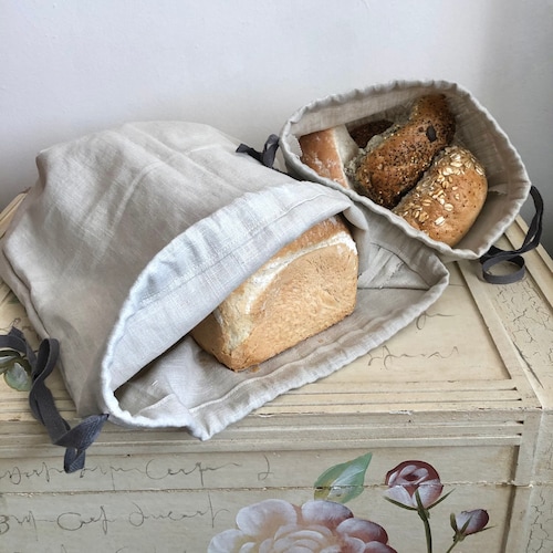 Linen Bread Bags Reusable Bread Storage Bag Etsy