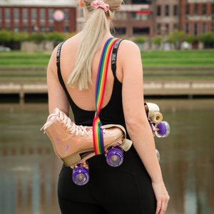 Bright Rainbow Adjustable Roller Skate Leash | Strap | Sling | For Quad Roller Skates