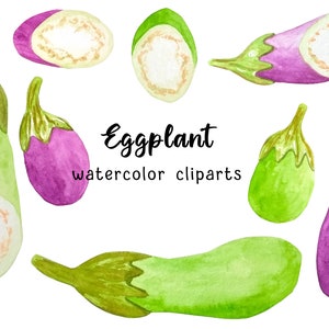 Eggplant Clipart, Watercolor Clipart, Eggplant PNG, Food Clip Art, Vegetable Clip Art, Vegan Clipart, Vegetarian PNG, Roasted Veggie