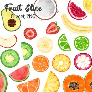 Slice Fruit Clipart, Tropical Fruit PNG, Fruit Image for Kitchen and Restaurant