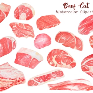 Beef Cut Clipart PNG, Beef Clip Art, Steak Cliparts, Beef Watercolor Cliparts, Beef, Steak png, BBQ Beef, Raw Meat Clipart