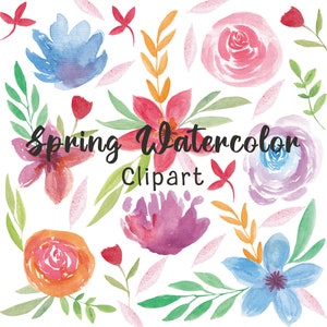 Spring Watercolor Clipart-Spring Floral Clipart-Flower Watercolor Clipart-Spring Season Clipart-Spring Watercolor PNG-Spring Floral Clip Art