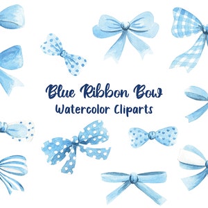 Aquarelle avec noeud bleu ruban Clipart PNG