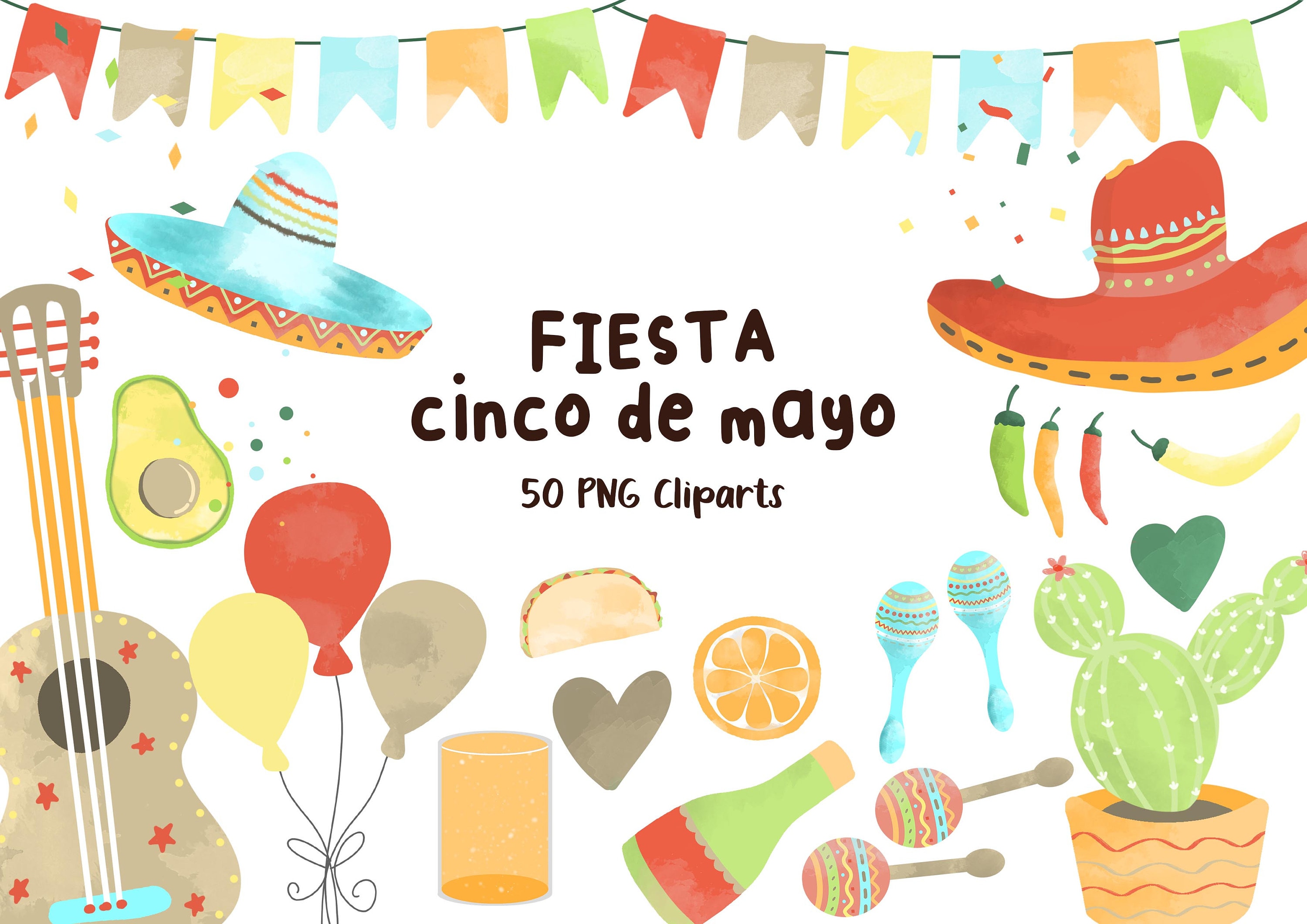 Mexican Clip Art Cinco De Mayo Clipart Fiesta Clipart Etsy