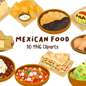 Mexican Food Clipart for Cinco de Mayo Fiesta, PNG Graphic Image Illustration