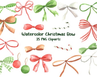 Clipart kerststrik aquarel: png-set lint (digitale download)