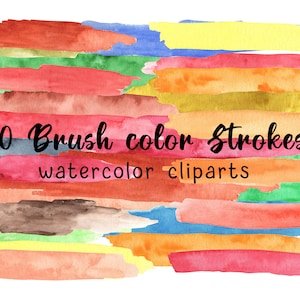 Watercolor Brush Stroke Clipart, Brush Stroke PNG, Abstract Rainbow Watercolor, Premade Design, Splash Stroke, Brush Stroke Pattern