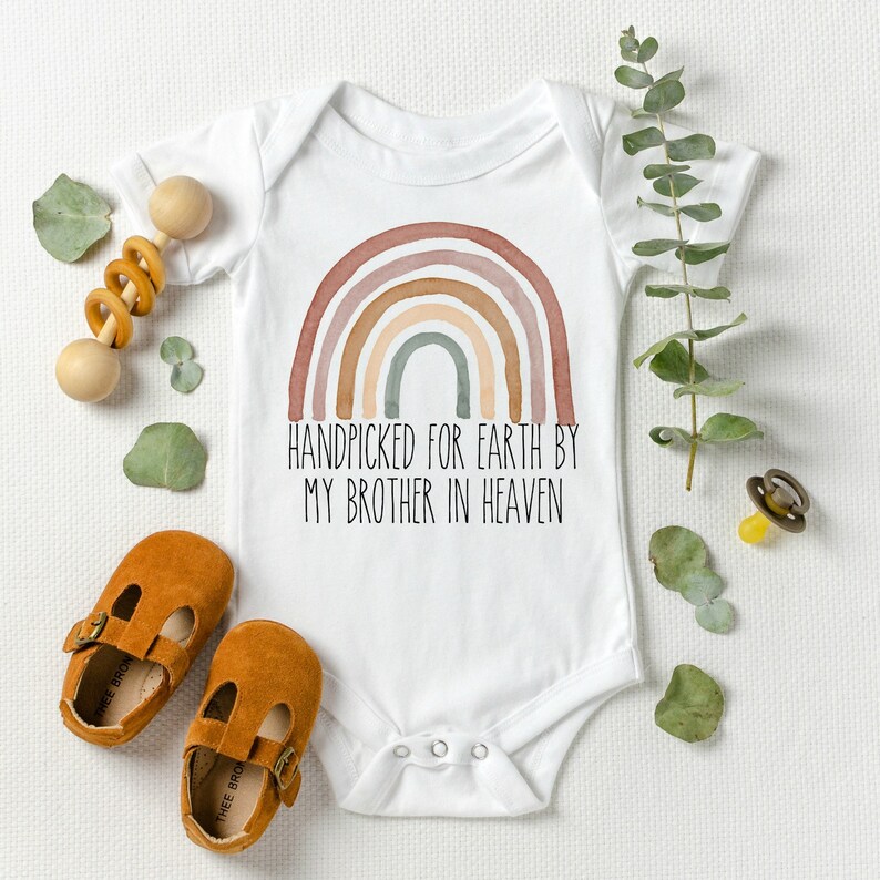 Handpicked for Earth by my Brother in Heaven Baby BodysuitBaby Announcement
