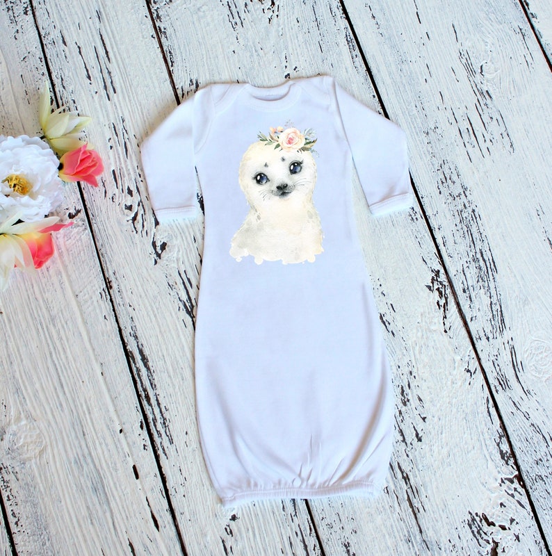 Arctic Seal Baby Long Sleeve Gown