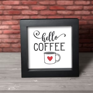 Wood Sign, Coffee Sign, Coffee Bar Sign, Tiered Tray Sign, Wood Framed Sign, Small Sign, Table Sign, Shelf Sitter, Tiered Tray Coffee Sign
