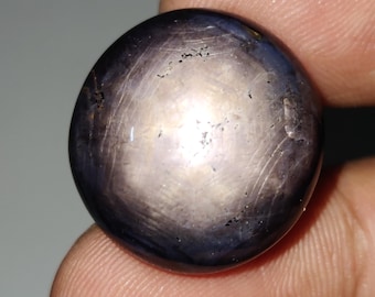 Cabujón de zafiro estrella gris natural certificado de 12 rayos, gema de zafiro estrella gris, zafiro hecho a mano, 21,05 x 20,13 x 10,51 mm, 49,62 quilates.