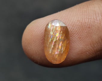 Natural Rainbow Lattice Sunstone Gemstone, Natural Sunstone Gemstone, Beautiful Piece For Jewelry Making, 11.7x6.7x3.5 mm, 1.75 Carats