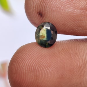 AAA Quality Australian Sapphire Gemstone, Bi Color Sapphire Gemstone, Faceted Green Sapphire, Parti Sapphire Gems, 7×6×3.2 mm, 1.45 Carat