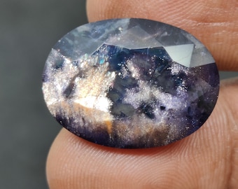 High Quality Natural Iolite Sunstone Gems, Faceted Bloodshot Iolite Gems. Beautiful Piece For Jewelry Making, 22.8x17x9.4 mm, 23.25 Carats