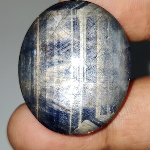 Unique  Blue Star Sapphire Cabochon, Grey Star Sapphire Gemstone, Natural Star Sapphire Gems, 34×28×9 mm, 97.80 Carats