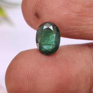Natural Zambian Emerald Gemstone, Faceted Emerald Gemstone, Green Emerald, Beautiful Piece For Jewelry Making, 9.3×6.8×4 Mm, 1.55 Carats