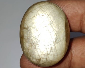 Natürlicher gelber Sternsaphir Edelstein, AAA-Qualitätssterngelber Saphircabochon, seltener Sternsaphir, 32 × 24 × 10 mm, 91,75 Karat