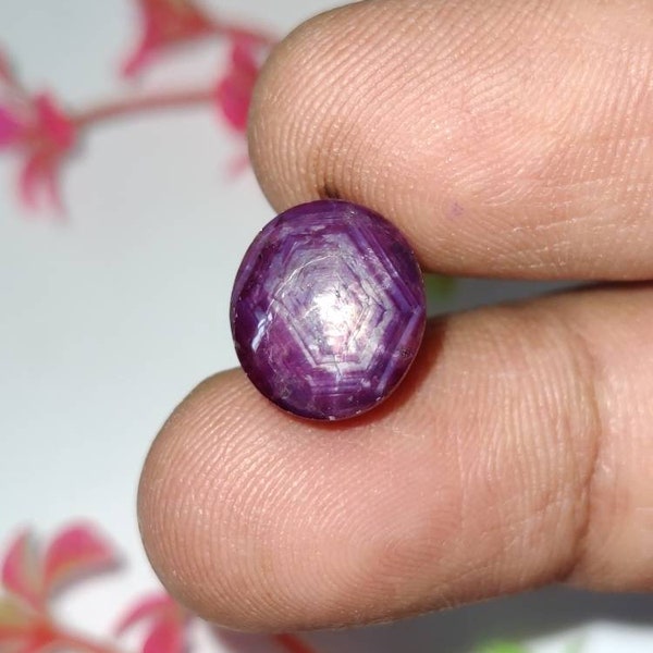 Unique Purple Star Sapphire Cabochon, Geometric Star Purple Sapphire Gemstone, Purple Star Sapphire Cab Stone, 12×10×7.2 mm, 11.55  Carats