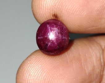 Natural Red Star Ruby Cabochon, Loose Star Ruby Gemstone, No Heat Star Ruby Cabochon, 9.2x8.5x6.7 mm, 6.30 Carats