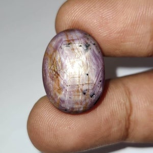 Naturlig 12-strålars stjärnrubin cabochon, sällsynt stjärnrubin, dubbel stjärnrubin ädelsten, 20×15×8,8 mm, 28,90 karat