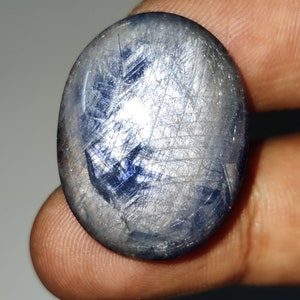 Natural Star Blue Sapphire Cabochon, September Gemstone for Anniversary Gift, Unique Medagascar Star Sapphire, 28×21×6.5 mm, 46.20 Carats