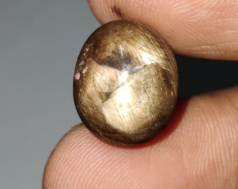 Dual Golden Star Sapphire Cabochon, Einzigartiger 12 Rays Star Goldener Saphir Edelstein, Multi Star Sapphire Cab, 15.1x12.6x7.6 mm, 18.40 Karat