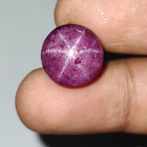 Naturlig röd stjärnrubin cabochon, naturlig stjärnrubin ädelsten, obehandlad lös stjärnrubin cabochon, 13,8x8,9 mm, 19,99 karat