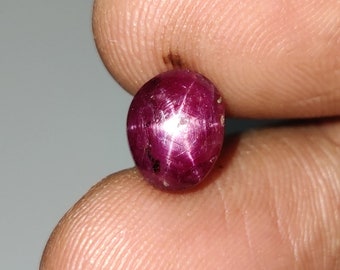 Cabochon rubis étoilé rouge naturel, pierre gemme rubis étoilé en vrac, cabochon rubis étoilé sans chaleur, 8.8x7x5.7 mm, 4.45 carats